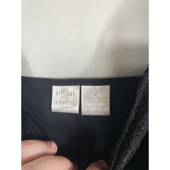 Gilligan & O'Malley Slip Dress Medium Black Velvet Velour Lace Whimsigoth Y2K - Picture 8 of 11